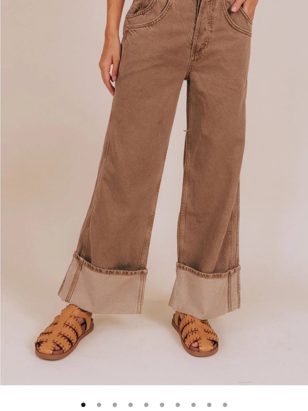 Free People Women’s Khaki Straight-Leg Chinos